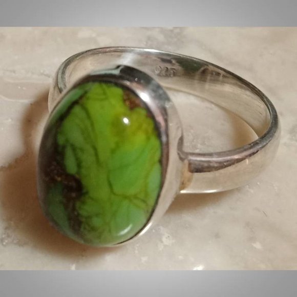 🔥AUTHENTIC Mohave Green Turquoise sterling silver Ring sz 7 810-01 - Picture 3 of 10